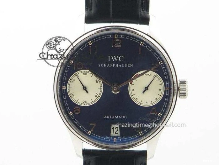 MIROTIME 0205 Portuguese Chrono IW371620 APSF 1:1 Best Edition White Blue Dial on Blue Leather Strap A MultiPurpose 7039